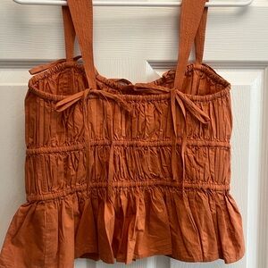 Ulla Johnson Terracotta Smocked Tank Top